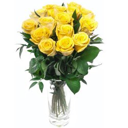 Bright charming 12 Yellow Roses and a Vase to Marmagao