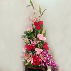 Blooming Mixed Flowers Arrangement with Greens