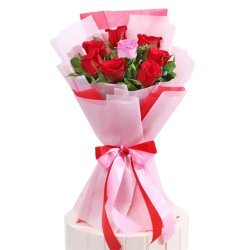 Beautiful Pink Roses Tissue Wrapped Bouquet