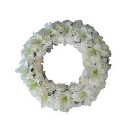 Premium Mixed White Flowers Wreath to Marmagao