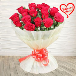 Red Dutch Roses Bouquet Nicely Wrapped to Sivaganga