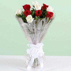 Glorious 40 Red and White Roses