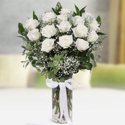 Unique Treasure White Roses in a Vase