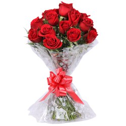 Romantic One Dozen Red Roses Bouquet