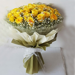 Brilliant 25 Yellow Roses Bouquet to Tirur
