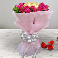 Glorious Bouquet of Red Roses N Ferrero Rocher with Tissue Wrapping