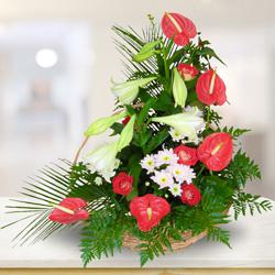 Marvelous Arrangement of White N Red Flowers to Muvattupuzha