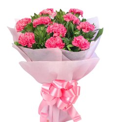 Send online this lovely Bouquet of Tissue Wrapped Pink Carnations