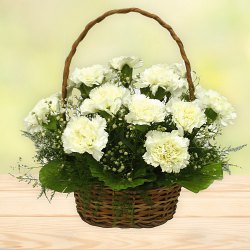 Send online this good looking White Carnations online basket