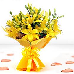 Vibrant Yellow Color Lilies Bunch
