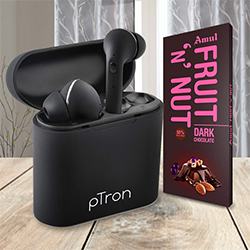 pTron Bluetooth Headphones n Amul Chocolate