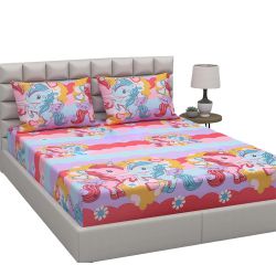 Beautiful Unicorn Print Double Bed Sheet with Pillow Cover to Tirur