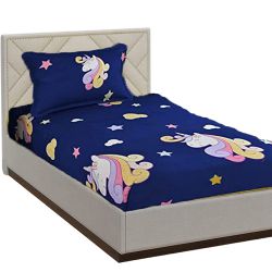 Colourful Unicorn Print Single Bed Sheet N Pillow Cover to Hariyana