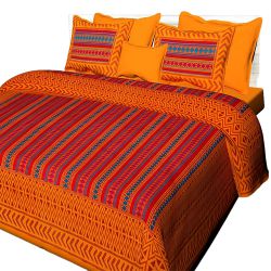 Royal Jaipuri Print Double Bed Sheet N Pillow Cover Set to Sivaganga
