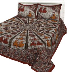 Beautiful Combo of Jaipuri Print Double Bed Sheet N Pillow Cover to Lakshadweep