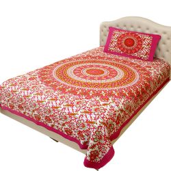 Magnificent Traditional Print Single Size Bed Sheet N Pillow Cover Set to Irinjalakuda