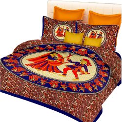 Designer Jaipuri Print Double Bed Sheet N Pillow Cover Set to Uthagamandalam