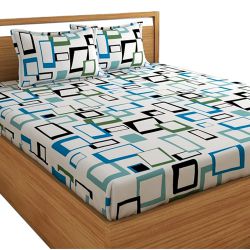 Trendy Geometric Print Double Bedsheet N Pillow Cover Set