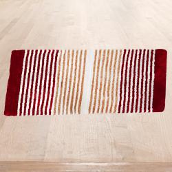 Fancy Modern Stripes Microfibre Polyester Shaggy Bedside Runner to Rajamundri