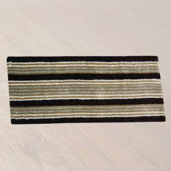 Classy Modern Stripes Microfibre Polyester Shaggy Bedside Runner