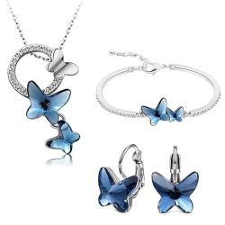 Mesmerizing Blue Crystal Butterfly Jewellery Set to Tirur