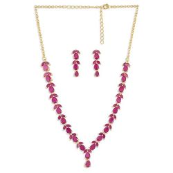 Precious Ruby Necklace N Earrings Set to Punalur