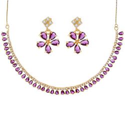 Luxe Gold Plated AD Jewellery Set to Perintalmanna