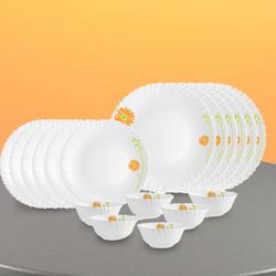 Exquisite Cello Opalware White n Lilac Dinner Set to Dadra and Nagar Haveli
