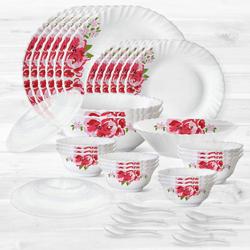 Stylish Larah by Borosil Rose Red Silk Series Dinner Set to Rajamundri