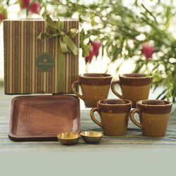 Luxurious Devaas Tea Cups with Katori N Tray Gift Set to Rajamundri