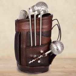 Splendid Stainless Steel Golf Bar Set with Leatherette Bag to Alwaye