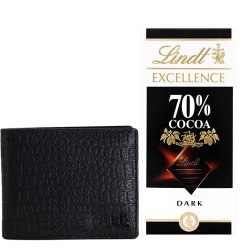 Amazing Rich Born Leather Wallet for Men with a Lindt Excellence Chocolate Bar to Sivaganga