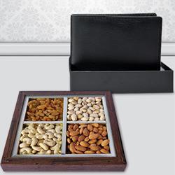 Stylish Gents Leather Wallet with Dry Fruits to Punalur