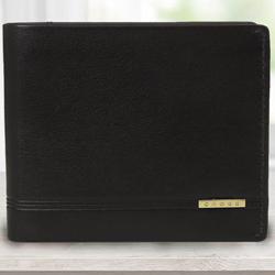 Amusing Black Leather Wallet for Men to Sivaganga