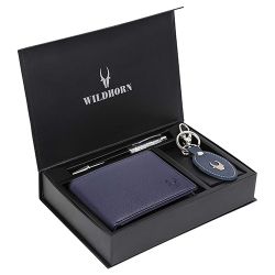 Exclusive WildHorn Leather Wallet with Keychain N Pen Combo for Men