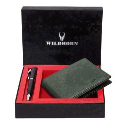 Appealing WildHorn Mens Leather Wallet with Pen Gift Combo to India