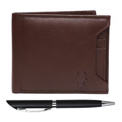 Designer WildHorn Men Leather Wallet N Pen Pair Gift Box to Punalur