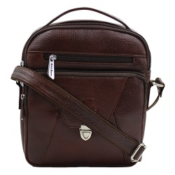 Multi Utility Gents Leather Sling Bag in Dark Brown to Palani