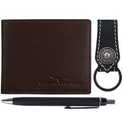 Classy Mens Wallet with Keyring N Pen Trio from Urban Forest to Punalur