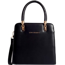 Lino Perros Black Faux Leather Handbag for Modish Women to Alwaye