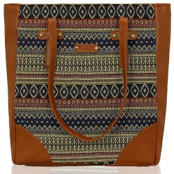 KLEIO Jacquard Fabric Faux Leather Ladies Tote Bag to Uthagamandalam