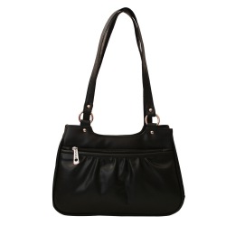 Double Zipped Suave Black Shoulder Bag for Ladies to Karunagapally