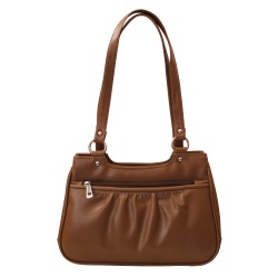Tan Colored Dual Zip Shoulder Bag for Women