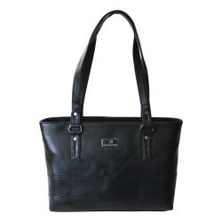 Dashing Black Front Stiches Vanity Bag for Her to Alwaye