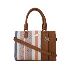 Lovely Vanity Bag in Striped N Plain Combination to Perintalmanna