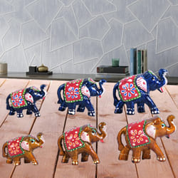 Wonderful Set of 6 Handmade Elephant Figurine