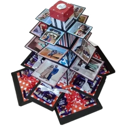 7 Layer Personalized Tower Explosion Box of Photos N Chocolates to Marmagao