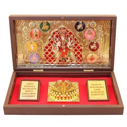 Amazing Gift of 24K Gold Plated NavDurga Photo N Charan Paduka to Hariyana