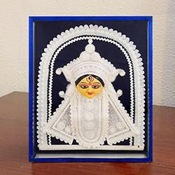 Attractive Teracotta and Thermacol Special Maa Durga in a Glass Frame