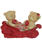 Amazing Couple Teddy with Two Hearts and Roses in a Boat to Ambattur